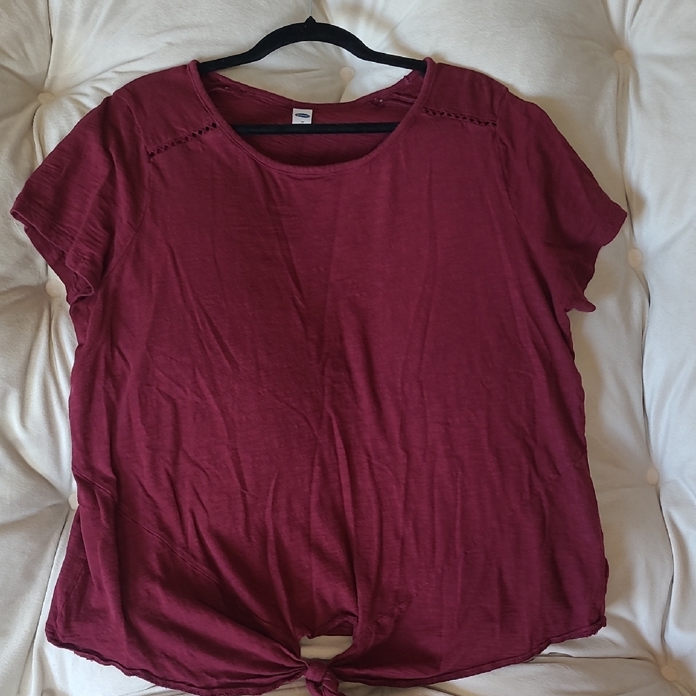Old Navy Red Tie Front Relaxed Tee